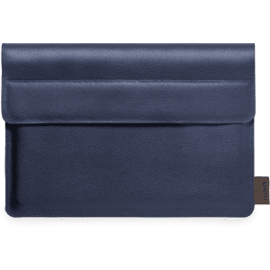 A navy Kroll Laptop Pouch with a sleek design and a branding label on the side.