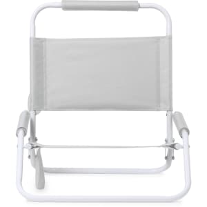 A grey leisure chair with a white frame, featuring a simple, compact design and a supportive backrest.