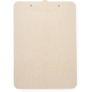 A beige compendium with a clipboard style top and two holes for attachment. Features minimalistic design.