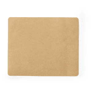 A mousepad featuring a smooth, natural brown surface, with rounded corners and no visible branding.