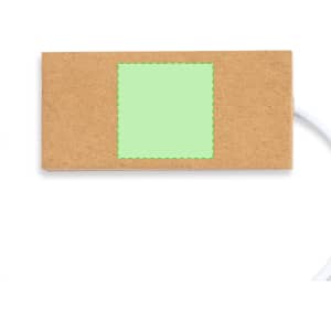 A brown USB hub with a green stitched square; includes a white cable for connection.