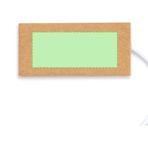 A USB hub with a rectangular design, featuring a cream body and a green decorative label area on top.