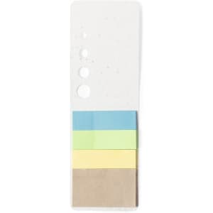 Amenti Seeds Sticky Notepad with four coloured sections: blue, green, yellow, and brown, on a white background.