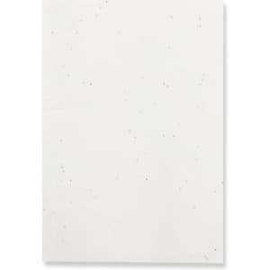 A white notepad with speckles, featuring a simple design and clean edges. It has a logo on the cover.