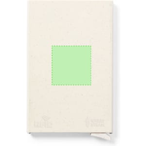 A cream-coloured card holder featuring an RFID-blocking design and a small green section on the front.