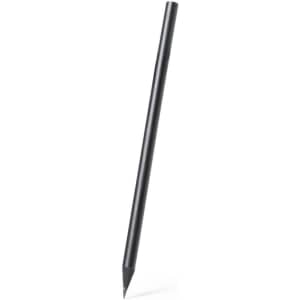 A black grey-lead pencil with a pointed tip, featuring a sleek design and branding on the shaft.