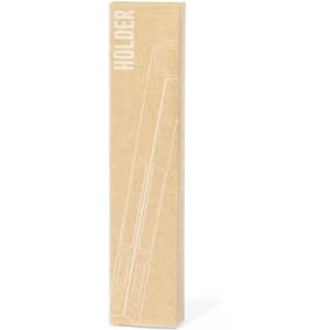 A vertical package containing a phone holder design, featuring a simple outline illustration. The box is in a natural kraft colour.