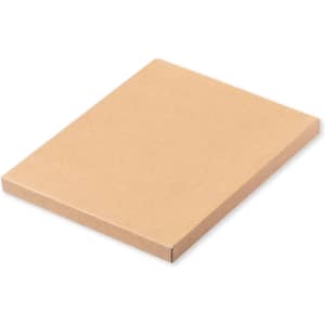 A brown cardboard notebook set featuring a minimalist design and a logo on the cover.