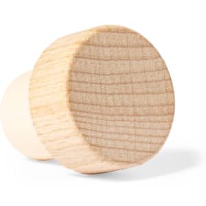 A wooden cap featuring a smooth, rounded edge, showcasing a natural grain texture.