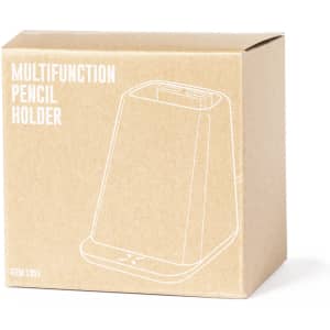 A brown cardboard box containing the Eddar Multifunction Pencil Holder. The box features a logo and product outline.