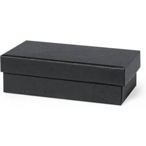 A black rectangular presentation box with a lid, featuring a simple design and no visible branding.