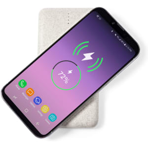 A white Yendik Power Bank with a smartphone displaying a charging icon on its screen, indicating 72% battery.