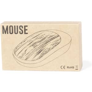 A boxed Diguan Mouse with a wooden texture design, featuring a simple, sleek shape and an embedded logo.