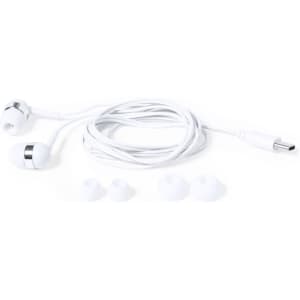 White Trubus earphones with a silver accent and three additional ear tips on a light background.