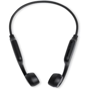 A pair of black Helton headphones with a flexible neckband and an integrated control section.