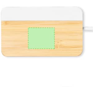 A USB hub featuring a bamboo design with a white top and a green highlighted area, along with a connecting cable.