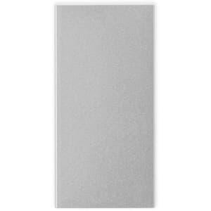 A silver power bank with a sleek design, featuring a logo on the surface. Ideal for portable charging.