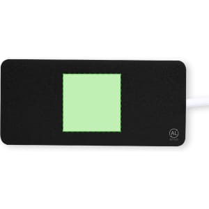 A black Kalat USB hub with a green square section and a cable attached, featuring a logo.