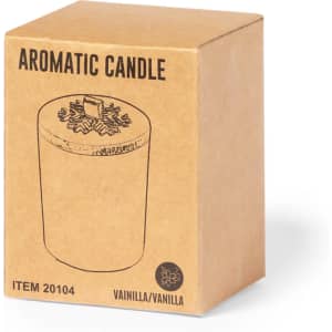 Aromatic candle in a brown box featuring a simple design, with a floral motif on the lid.