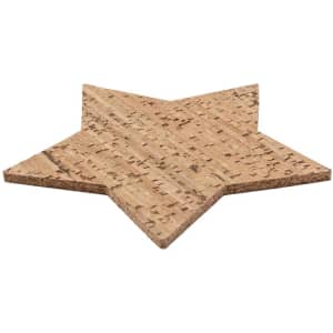 A star-shaped cork coaster with a textured surface, featuring natural cork colour and a simple design.