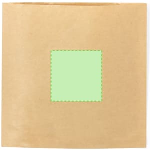 A brown paper wrap featuring a green square in the centre, suitable for gift packaging.