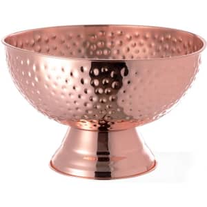 A copper champagne bucket with a textured finish, featuring a wide bowl and a sturdy base.
