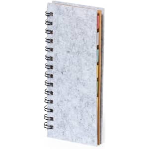 Aurat Sticky Notepad with a grey exterior and colourful sticky note tabs, bound with a spiral wire.