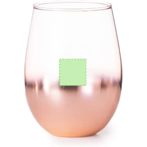 A rose gold stainless steel tumbler with a smooth, glass-like finish. It has a sleek, modern shape.
