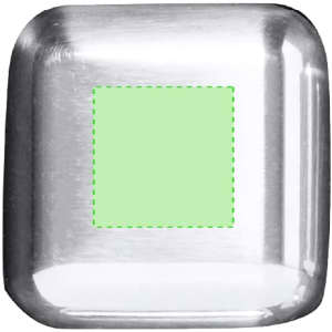 A set of silver stone ice cubes with a smooth, square design, displayed on a reflective surface.