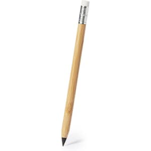 A grey-lead pencil with a wooden shaft and a white eraser at the top, featuring a silver band.