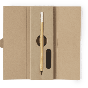 A grey-lead pencil housed in a simple brown cardboard case with a circular cutout.