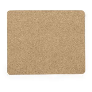 A tan mousepad with rounded edges, featuring a simple, natural cork design and a smooth surface.