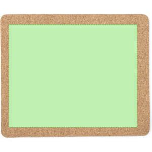 A green mousepad with a cork border, featuring a smooth texture suitable for office use.