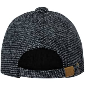 A cap in a textured dark grey knit with a black underside and a small logo on the side.