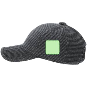 A grey cap featuring a textured design and a blank area for branding or customisation.