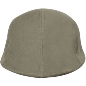 A cap in a muted olive green with a smooth, rounded design and a subtle logo.