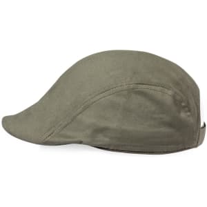 A green cap with a curved peak and a logo on the side, designed for casual wear.