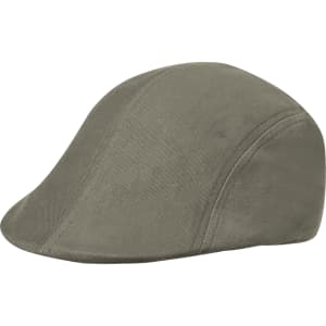 A green cap with a sleek design and a rounded crown, featuring a subtle branding logo.