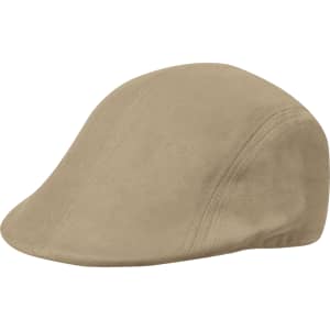A beige cap with a smooth finish and a logo, designed for stylish headwear.