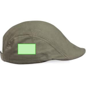 A green cap featuring a curved brim and a blank logo area on the side.