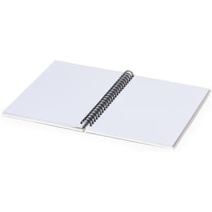 A spiral-bound Hantiz Notebook with plain white pages, featuring a simple design and a sturdy cover.