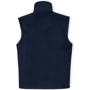 A navy vest with a high collar, featuring a plain design and no visible logos.