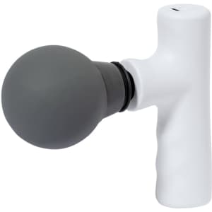 A white massager with a grey round head and a handle, designed for health and personal use.