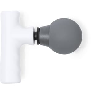 A white and grey massage tool with a handle and round massage head, designed for personal health use.