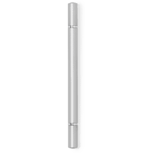 A metallic silver pencil pen with sleek design and visible branding on the body.