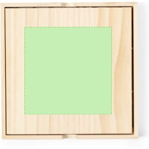 A wooden box with a green square insert, designed for playing a Sudoku skill game.