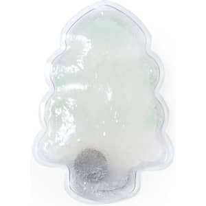 A tree-shaped heat pack in clear plastic, featuring a silver circular insert at the bottom.