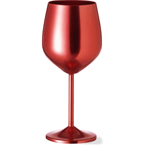 A drink bottle in a sleek, tall design, featuring a reflective red finish and a stylish stem.