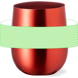 A drink cup in shiny red with a smooth finish and a branding logo on the surface.
