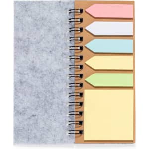 Aurat Sticky Notepad featuring a grey cover with assorted coloured sticky notes in pink, white, blue, green, and yellow.